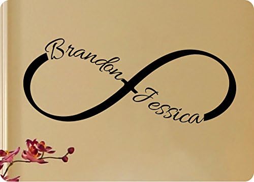 Calcomanía de pared de amor con nombre personalizado de 52 pulgadas con símbolo de infinito, decoración del hogar, dormitorio, matrimonio