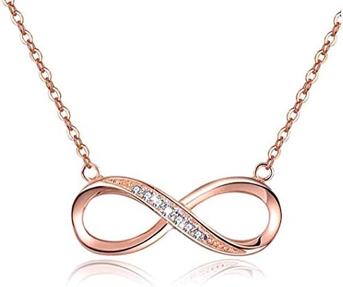 Infinity halsketting met hanger voor vrouwen, vergulde 925 sterling zilveren liefdes- en hart-halsketting, Sterling zilver