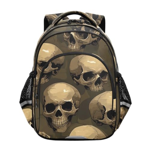 Sac à dos enfant crânes humains foncé cartable scolaire tout-petits