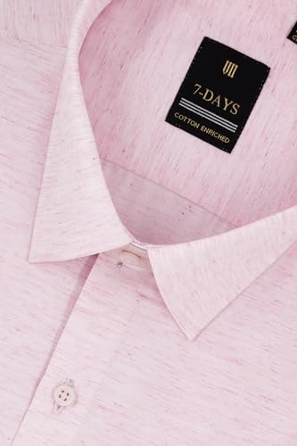 Image of 7-DAYS Premium Men's Formal Shirts - Cotton Rich, Textured Self-Design, Full Sleeve, Regular Fit, Wrinkle Resistant, with Pocket - Perfect for Office