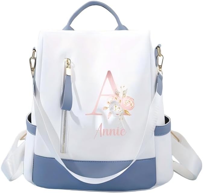 Customizable Backpack for Women & Men, Personalized Laptop Backpack with Name/Initials, Convertible Backpack Purse with Anti-Theft Pocket, 3-Way Tote Shoulder Backpack for Travel, Work & Outdoor