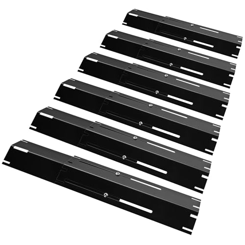 Image of Unicook Adjustable Grill Burner Covers for Gas Grill, Porcelain Steel Heat Plate Shields, BBQ Heat Tents, Heavy Duty Flame Tamer, Barbecue Replacement Parts, Extends from 11.75 inch up to 21 inch L, 6 Pack