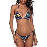 Gianlaima Dinosaur Cute Colorful Flowers Ladies Swimwear Backless Tie Bikini Set Two Piece Women Swimwear