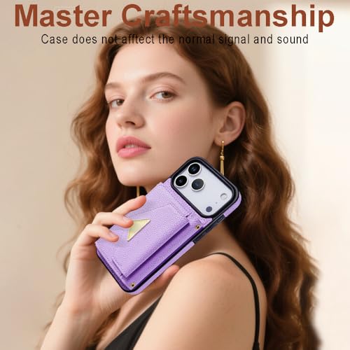 Étui en cuir synthétique iPhone 17 Pro violet aux finitions haute qualité