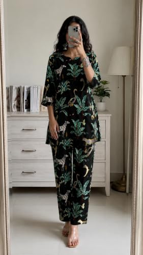 Image of RANGRIKA.in Co-ord Set for Women Stylish | Kurta Set for | Short Kurti with Palazzo | Ethnic Jaipuri Kurti Set | Kurti Palazzo Set | Salwar Suit