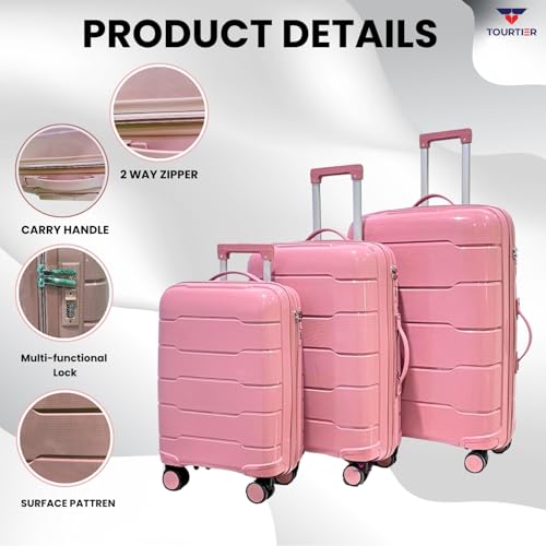 Image of 28-Inch Hard-Shell Luggage Suitcase | Lightweight 3.7 kg | 360 Spinner Wheels | 2-Way Zipper | Multi-Functional Lock | Business & Family Travel Trolley Bag (1, BPINK-20 24 inch 28 inch)