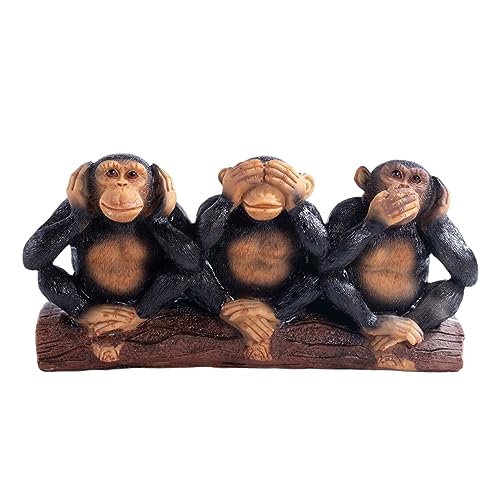 Image of AUGEN Polyresin Three Wise Monkeys Statue Showpiece for Home Decor Decoration and Gifting (6772A4, 23.5cm)