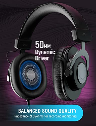 Fifine Condenser Mic And 3.5Mm/6.35Mm Headphones For Studio Monitor, Rgb Gaming Mic With Quick Mute, Gain Control, Wired Headphones For Podcast Monitoring, Streaming (A6V+H8) #TOP4
