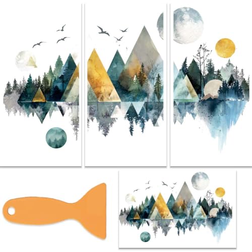 OLYCRAFT 3pcs/set géométrique montagne frotter sur le transfert pour les meubles et l’artisanat 15x30cm autocollant transfert meubles montagne avec 1pc...
