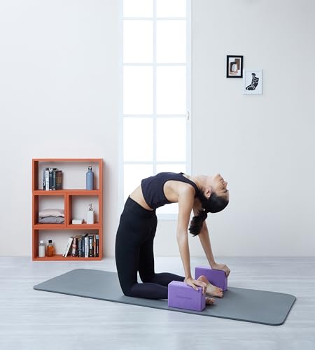 Image of Amazon Brand - Symactive High Density Premium EVA Foam Yoga Blocks, Regular Size (3 x 6 x 9 inches, Set of 2, Purple)