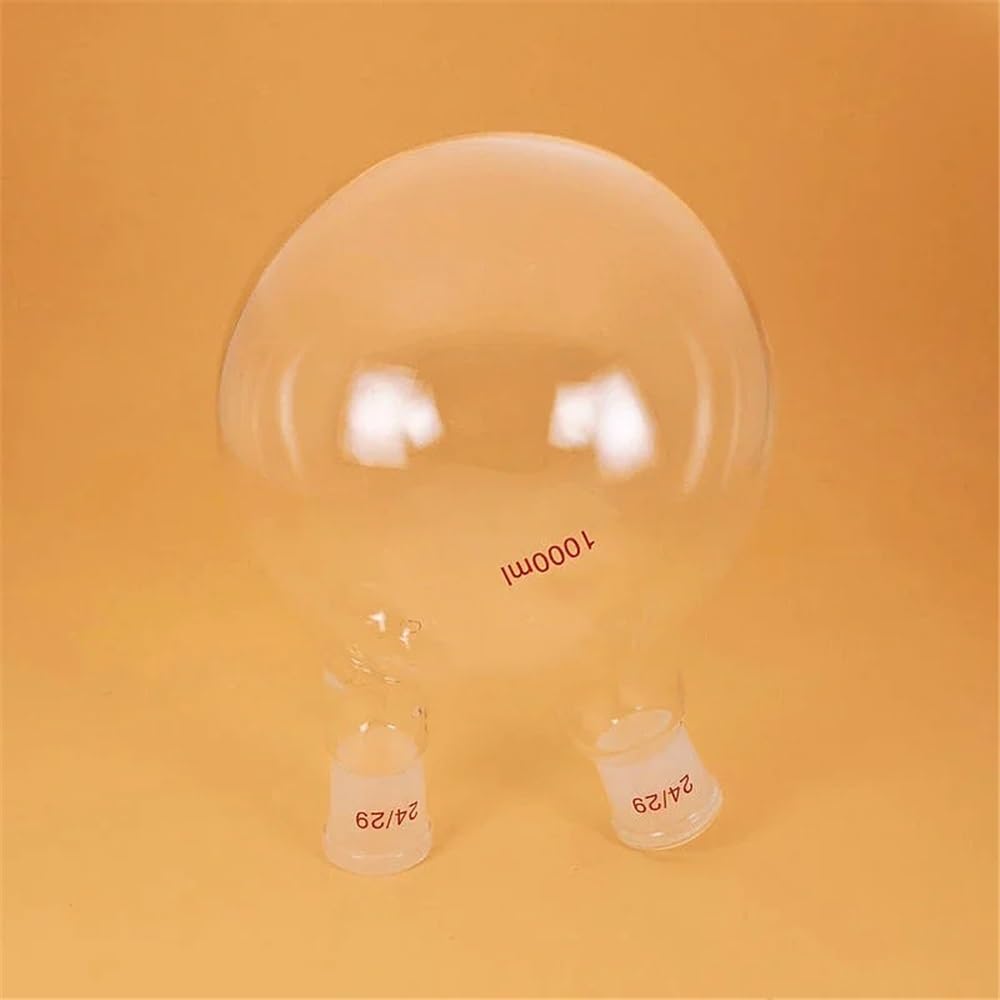 Laborausstattung und -bedarf 1 Stück Labor-Reaktionskolben aus Borosilikatglas mit rundem Boden und zwei Öffnungen, 100–2000 ml