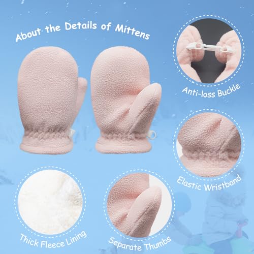 Image of Toddler Warm Mittens Baby Boys Winter Gloves 2 Pairs Winter Sherpa Fleece Lined Mittens for Girls