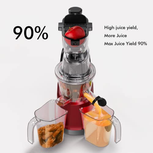 Masticating Juicer Machine, Sifene Whole Juicer, Vertical Cold Press Juicer, Juice Maker Extractor With 3.2" Big Mouth For Whole Fruits And Vegetables, Easy To Clean, Red Version #TOP4