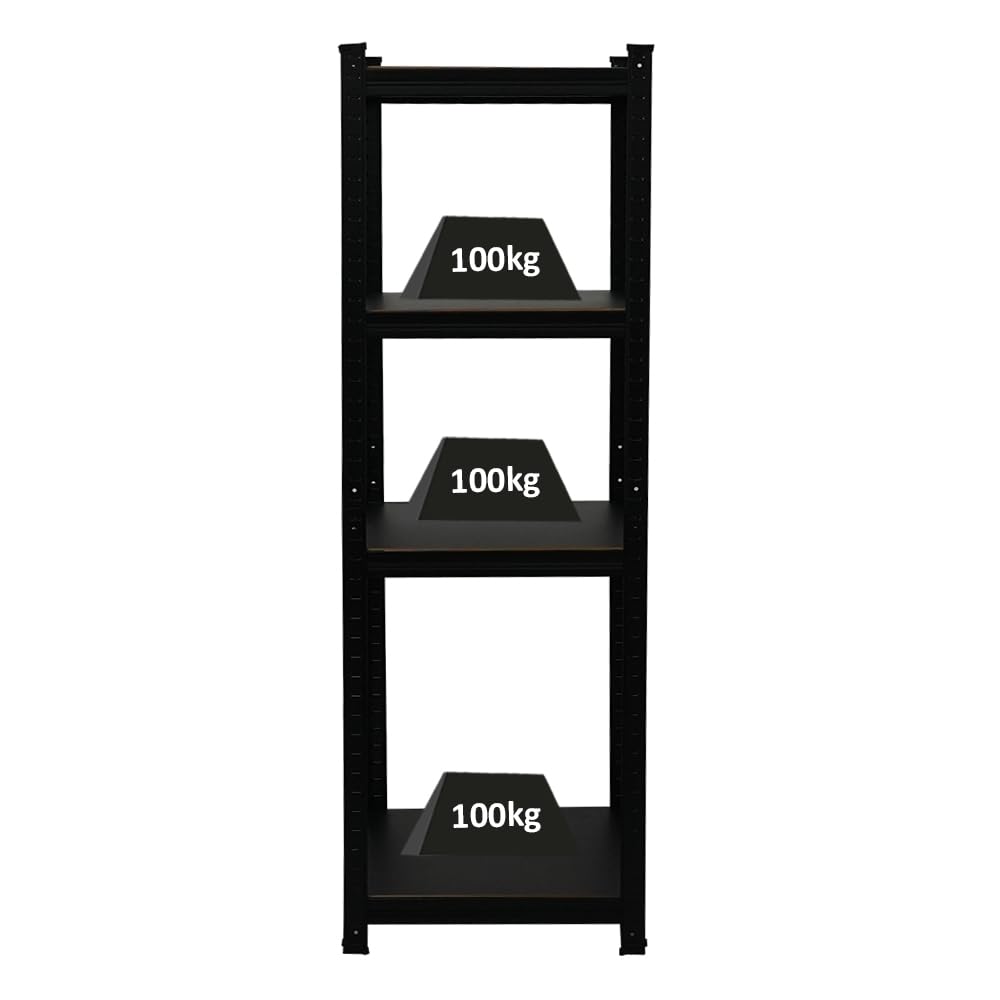 Proregal All Black Series Schwerlastregal Ragnar Für Gesamtlast 500 Kg Hxbxt 150 X 45 X 45 Cm Matt Schwarz Kellerregal Steckregal Garagenregal
