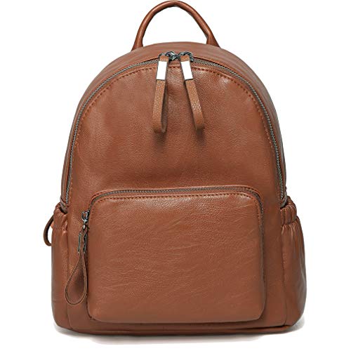 Mini Backpack Purse,Vaschy Faux Leather Small Backpack for Women and Girls (Brown)