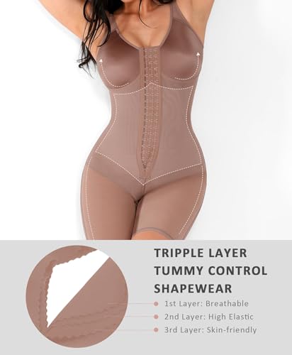 FeelinGirl Fajas Colombianas Shapewear for Women Tummy Control Post Surgery Full Body Shaper Butt Lifter with Zipper Crotch4