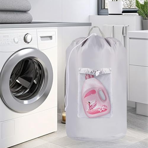 Bolsa de ropa para lavandería con cordón idónea para organizar espacios pequeños 4