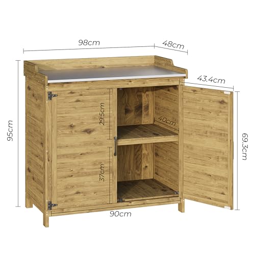 Table porte-plantes extérieur bois avec rangement Blishom