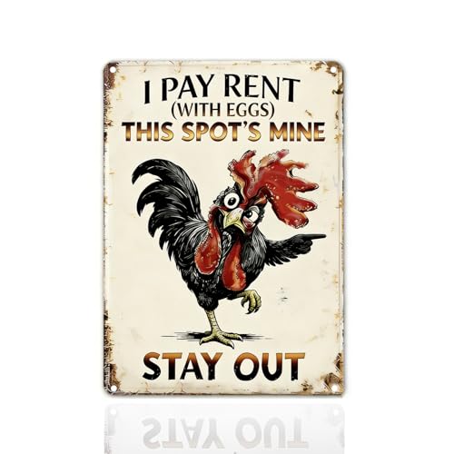 ASIJUNTYECHO Chicken Coop Sign Aluminum Plaque 8”x12”