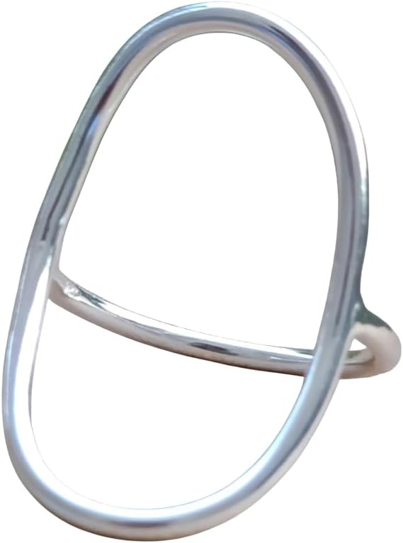 LBV Large Oval Curved Ring 925 Sterling Silver Simple Open Oval Ring For Women Friendship Birthday Graduation Gift For Her Karma Ring Handmade Elegant Ring