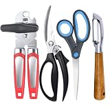 Left Handed Kitchen Scissors Poultry Shears,Can Opener, Peeler Set (4 in 1)