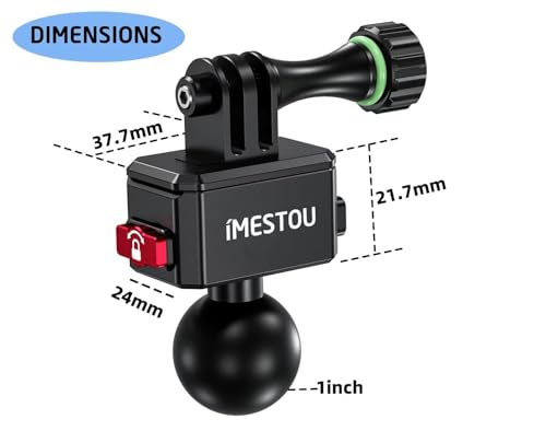 Image of iMESTOU Action Camera Riding Mount with Three-Claw Joint for Gopro Motion Cameras, 1 inch Ball Head 360 Adjustable Fits for RAM 1 inch Ball Bike Phone Mounts