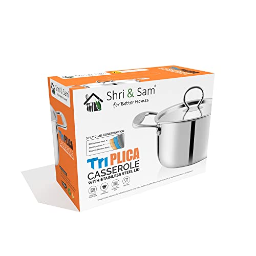 Image of Shri & Sam Stainless Steel Casserole, Triplica,18 cm
