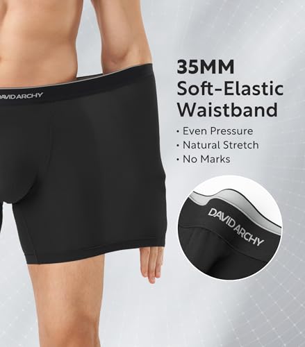 Image of DAVID ARCHY Mens Underwear Breathable Silky Soft Modal Boxer Briefs for Men Pack 4, Wide Waistband No Ride Up