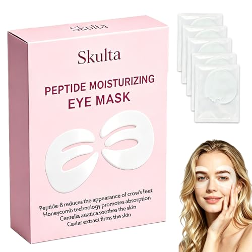 Magluxe Skulta Deep Peptide Collagen Eye Mask - Korean Hydrogel Patches for Dark Circles Puffy Bags Puffiness Wrinkles Fine Lines - Firming Hydrating Cooling Depuffing (1 Box(5 Pairs))