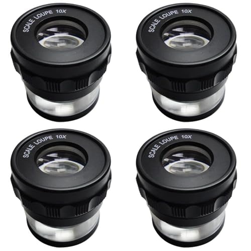 Loupe de mesure 10X à l'échelle avec loupe de contact de précision en pack de 4