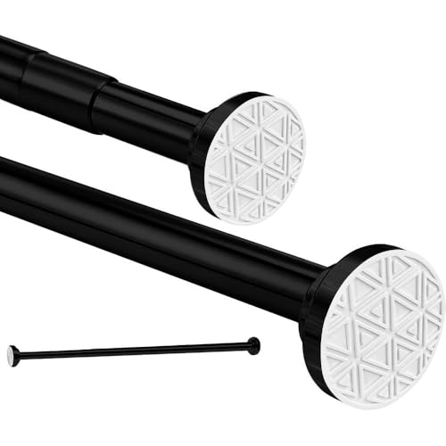 Garderobe - Barra de cortina telescópica extensible de acero inoxidable, barra de tensión para cortinas de ducha, sin taladro, mate, para baño, armario, 50-200 cm,