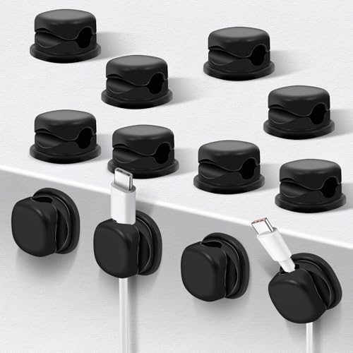 Organizador de cables 12 unidades con clips de resorte incorporados, adhesivo, para cables de 0-7 mm de diámetro, para debajo de mesa, cama o en el auto