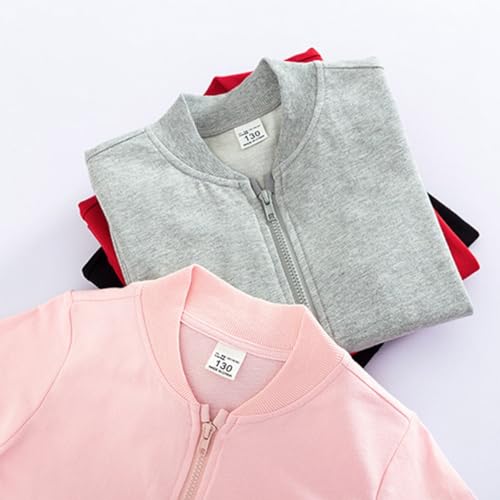 Valcatch Kids Varsity Jacket Solid Color Baseball Jacket with Pockets Boy Girl Long Sleeve Zip up Sweatshirt Coat Outwear4