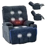 FLEXISPOT Elektrischer Relaxsessel, Massagesessel, Fernsehsessel, 360°drehbar, mit Heizfunktion, 8-Punkt-Massage, USB- und Type-C-Anschluss,105°-165° verstellbar, belastbar bis 200 kg, XR7(Dunkelblau)