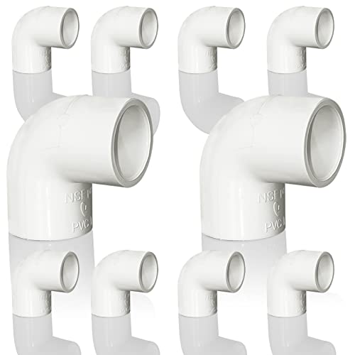 Boltigen Pack of 10 1/2inch PVC 90 Degree Elbow, 2 Way Right Angle Adapter Fittings, Pipe Corner Connector for Sch40 PVC Pipe DIY Frame
