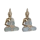 Figura Decorativa DKD Home Decor 23 x 13 x 34 cm Azul Buda Turquesa Oriental Decapé (2 Unidades)