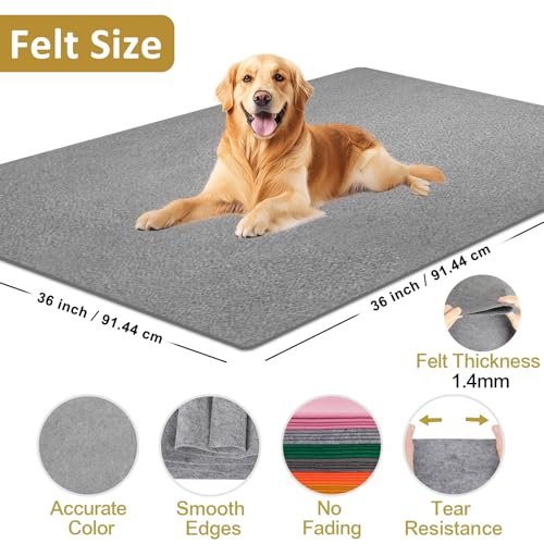 Image of XSEINO Gray Large Felt Fabric 36 inch X 36 inch(1 Square Yard), 1.4 mm Thick Soft Felt Fabric Sheet for Crafts, Gray Series Colors Soft Nonwoven Fabric, Fit for Decoration, Sewing, DIY Crafts