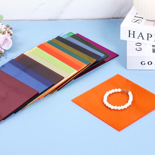 Image of cobee 30Pcs Colored Acrylic Sheets, 1 /8 Inch Thick 6 x 6 Inch Translucent Cast Acrylic Sheet Acrylic Panel for Laser Cutting Engraving Materials UV Printed Signs Crafts DIY Projects 15 Colors