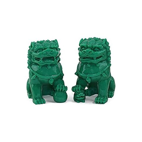 Elegant Green Foo Dog Guardian Lion Statues Cover