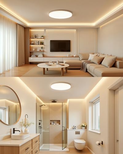 Miniatura 8 de Combuh Plafón Led 48w 4320lm Fácil De Instalar Adecuado Para Dormitorios Modernos Salones Cocina Blanco Cálido 3000k Redondo Ø30cm
