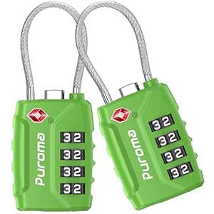 Puroma 2 Pack TSA Approved Luggage Locks, 4 Digit Combination Travel Locks Resettable Code Lock with Zinc Alloy Body for Suitcase, Toolbox, Backpack, Bag, Gym Locker (Basic Green)