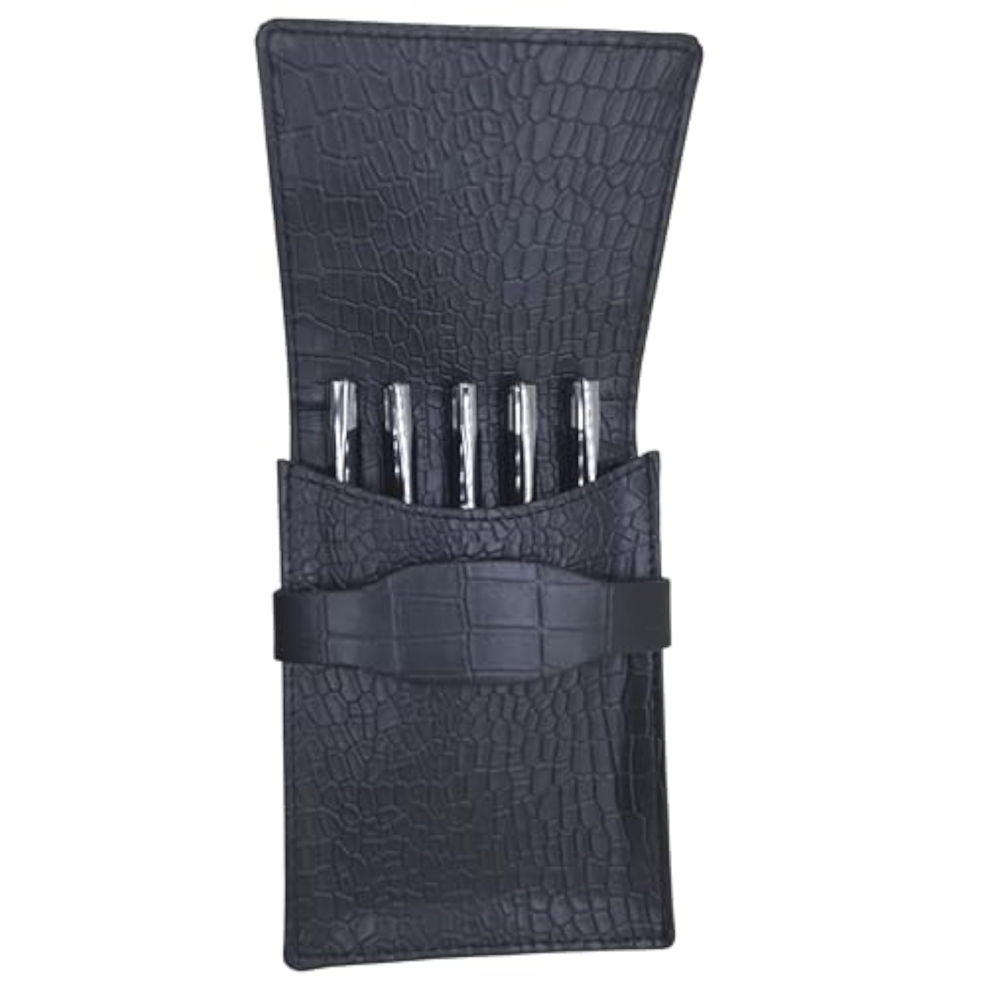 Premium 5 Slot Faux Leather Pen Pouch Organizer