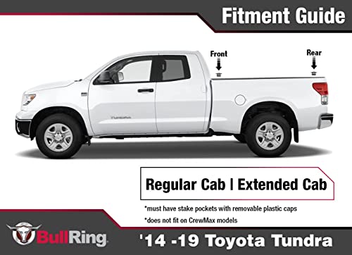 Bull Ring Flush Fit Retractable Truck Bed Tie Down Anchors Fits '14-19 Toyota Tundra Regular & Extended Cab, Sits Flush In The Rail Cap, 1,000 Lbs Rated Capacity, Easy Installation, 1 Pair #TOP1