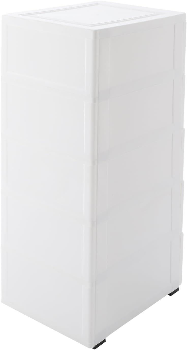 5-Tier Bathroom Storage Cabinet, Slim Plastic Bathroom Storage, Space-Saving Narrow Floor Standing Rolling Storage Cabinet for Organize Cosmetics, Towels & Toiletries in Style (Heart Handle)