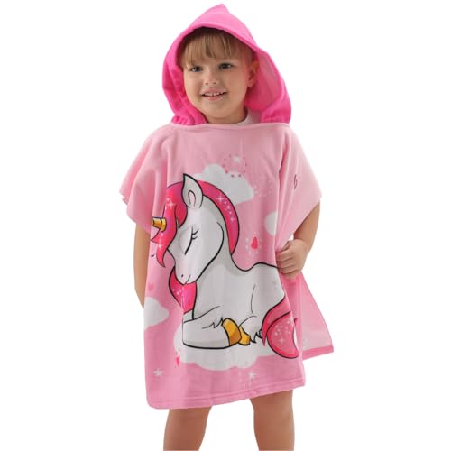 Image of NovForth Kids Beach Towel for Boys Girls, Hooded Bath Towel Wrap, Toddler Pool Towel with Hood