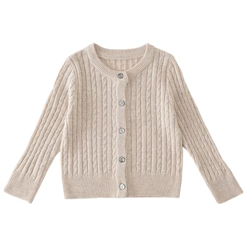 Cardigan rétro en lin enfants pull col rond confortable et élégant