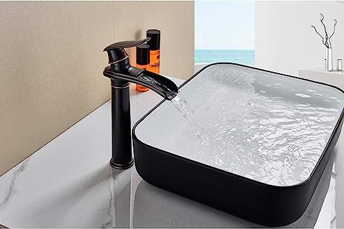 Mitigeur cascade bronze noir élevé en laiton pour vasque design - 6