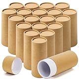 Coloch 20 Pcs Kraft Paperboard Tubes with Lid, Round Kraft Paper Jars Gift Packaging Tube Container Empty Cardboard Container for Tea, Coffee, Crafts, Gift, Essential Oil Bottle