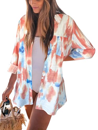 Image of Breezy Lane Beach Cover Up for Women Button Down Shirt Swimsuit Coverup Bathing Suit Cover Ups for Swimwear Vacation