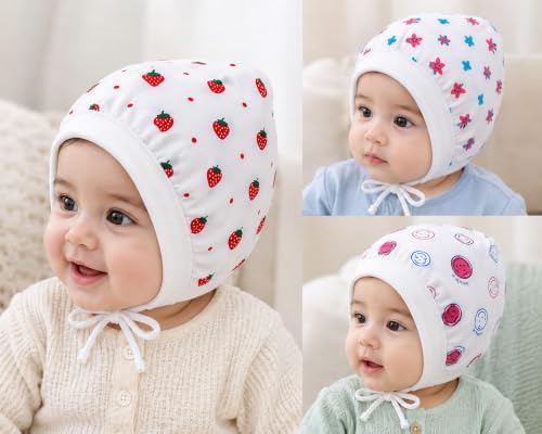Image of New Born Baby Girls & Boys Hosiery Cotton Double Layer Knot Caps Set Infant Hat Toppi Unisex Baby Kan Topi Pack of 3